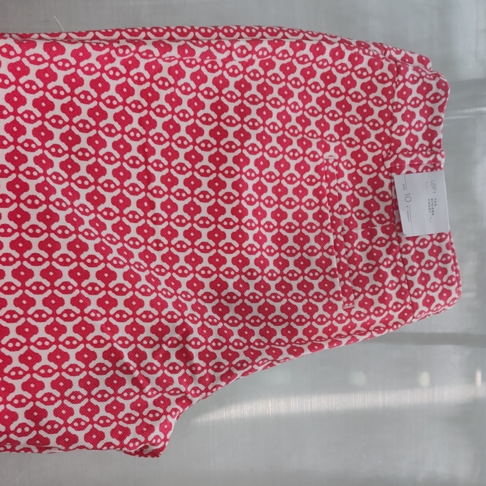 LOFT Pink and White Patterned Women Shorts